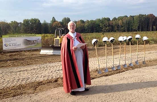 Father Novak offers Liturgy of The Word and Blessing at Wadsworth Groundbreaking Ceremony